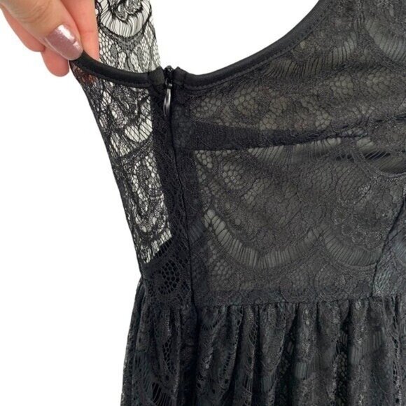 Acevog Lace Dress Large Black Sleeveless Gothic Vintage Party Cocktail - Picture 5 of 7